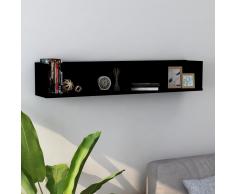 vidaXL Estante de pared para CD aglomerado negro 100x18x18 cm