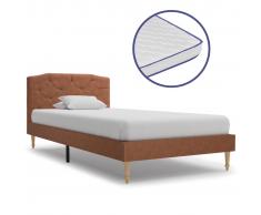 vidaXL Cama con colchón viscoelástico tela marrón 90x200 cm