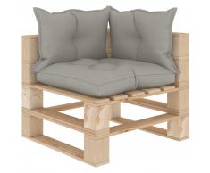 vidaXL Sofá de esquina de palés de jardín madera con cojines taupe