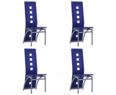 vidaXL Sillas de comedor 4 unidades cuero sintético azul