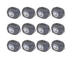vidaXL Foco decorativo solar LED en forma de piedras, para el jardín, 12 uds.