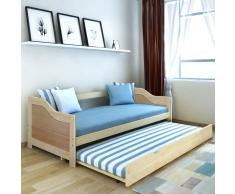 vidaXL Sofá cama / Diván de Madera de Pino con Ruedas Medidas 200x90 cm