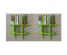 vidaXL Estanterías de pared 2 unidades verde