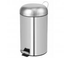 Perel Cubo de basura de pedal redondo 12 L plateado HP100102