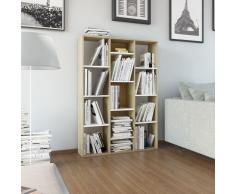 vidaXL Divisor/estantería aglomerado blanco roble Sonoma 100x24x140 cm