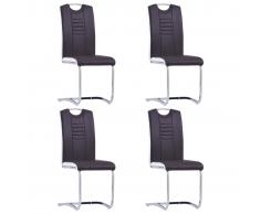 vidaXL Sillas de comedor 4 unidades cuero sintético marrón
