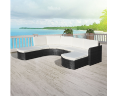 vidaXL Conjunto de muebles exterior 16 piezas poli ratán negro