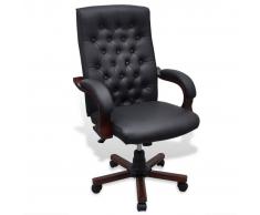 vidaXL Chesterfield Silla para oficina de cuero artificial negro