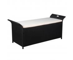 vidaXL Banco de almacenaje ratán sintético 138x50x60 cm negro y crema