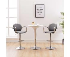 vidaXL Taburetes de cocina con reposabrazos 2 uds cuero sintético gris