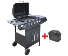 vidaXL Barbacoa grill de gas 4+1 quemadores negra