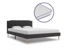 vidaXL Cama con colchón viscoelástico tela negro 140x200 cm