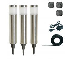 Luxform Set de balizas de jardín Burketown 3 uds. 12 V plateado 81375