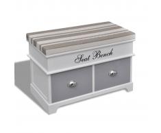 vidaXL Banco baúl de madera y cojin gris, con cajones