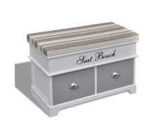 vidaXL Banco baúl de madera y cojin gris, con cajones