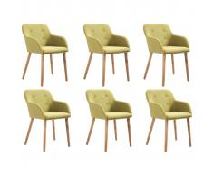 vidaXL Sillas de comedor 6 uds tela verde y madera maciza de roble