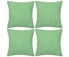 vidaXL 4 fundas verde manzana para cojines de algodón, 50 x 50 cm