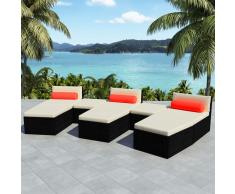 vidaXL Set de sofás de jardín modulares 22 piezas poli ratán negro