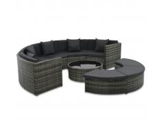 vidaXL Set de muebles de jardín 7 pzas y cojines ratán sintético gris
