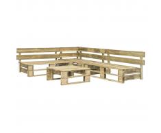 vidaXL Set de muebles de palés para jardín 4 piezas madera verde