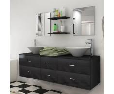 vidaXL Set muebles para baño con lavabo y grifo 9 uds Negro