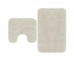 vidaXL Conjunto de alfombrillas de baño de tela 2 piezas blanco