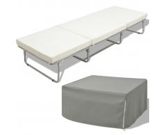 vidaXL Cama/taburete plegable con colchón acero 200x70 cm