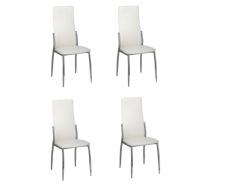 vidaXL Sillas de comedor 4 unidades cuero sintético blanco