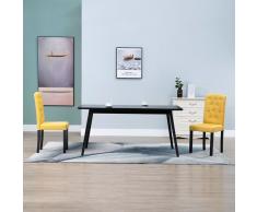 vidaXL Sillas de comedor 2 unidades de tela amarilla