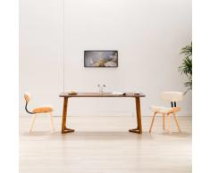 vidaXL Sillas de comedor 2 uds madera curvada y cuero sintético crema