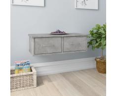 vidaXL Estante de cajones pared aglomerado gris hormigón 60x26x18,5 cm