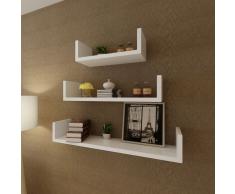 vidaXL Estante de pared flotante con forma de U MDF blanco