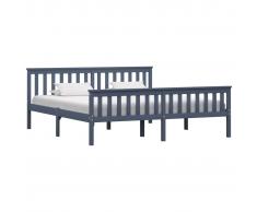 vidaXL Estructura de cama de madera maciza de pino gris 180x200 cm