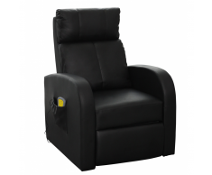 vidaXL Sillón de masaje de cuero sintético negro