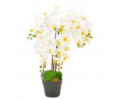 vidaXL Planta artificial orquídea con macetero blanco 60 cm