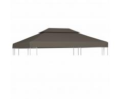 vidaXL Toldo de cenador 2 niveles 310 g/m² 4x3 m gris topo