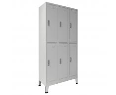 vidaXL Armario taquilla con 6 compartimentos acero 90x45x180 cm gris