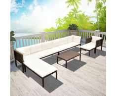 vidaXL Conjunto de muebles exterior 24 piezas poli ratán marrón