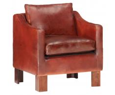 vidaXL Sillón con diseño de cubo cuero auténtico marrón oscuro