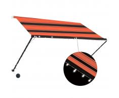 vidaXL Toldo retráctil con LED naranja y marrón 250x150 cm