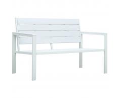 vidaXL Banco de jardín de HDPE aspecto de madera blanco 120 cm