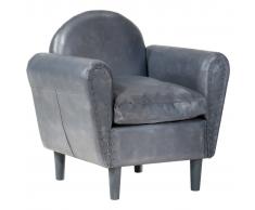 vidaXL Sillón con diseño de cubo cuero auténtico gris 77x65x79 cm