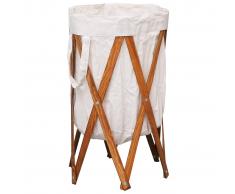 vidaXL Cesto para colada plegable madera y tela color crema