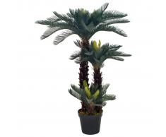 vidaXL Planta artificial palmera cica con macetero 125 cm verde