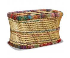vidaXL Mesa de centro de bambú con detalles chindi multicolor