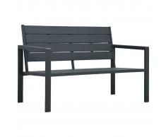 vidaXL Banco de jardín de HDPE aspecto de madera gris 120 cm