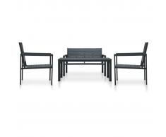 vidaXL Juego de muebles de jardín 4 piezas HDPE aspecto madera gris
