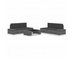 vidaXL Juego de muebles de jardín 5 piezas ratán sintético gris