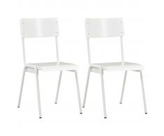 vidaXL Sillas de comedor 2 uds madera contrachapada y acero blanco