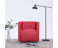 vidaXL Sillón en forma de cubo de cuero sintético rojo